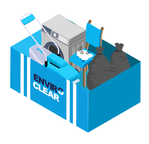 Professional waste clearance team loading a van